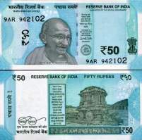 *50 Indických rupií India 2017-2023, P111 UNC - Kliknutím na obrázok zatvorte -